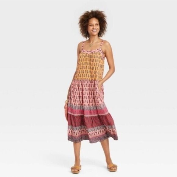 Knox Rose Dresses & Skirts - Knox Rose Women Dress Multiple Sizes Yellow Sleeveless Tiered Floral Print NWT